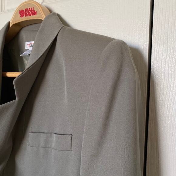 Talbots Blazer 1980s Khaki Green 100% Wool Pockets Shoulder Pads Women’s 8 - Picture 6 of 13